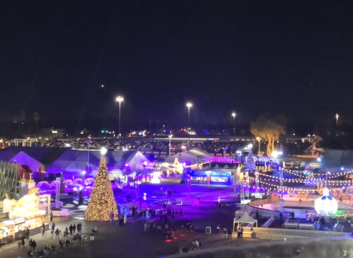 The fairgrounds at Winter Fest OC with their December decorations.