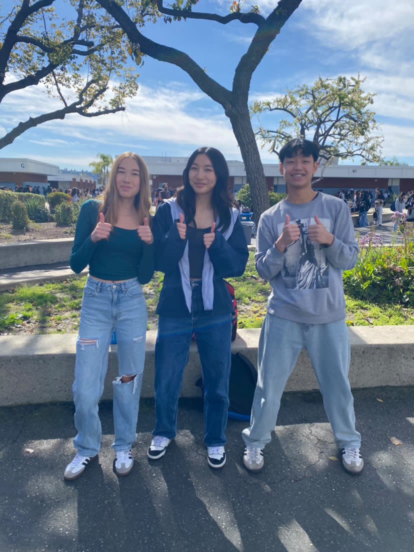 From left to right, sophomores Milan Luna, Amanda Qin and Kyle Le after finishing a Wellness Wednesday. 