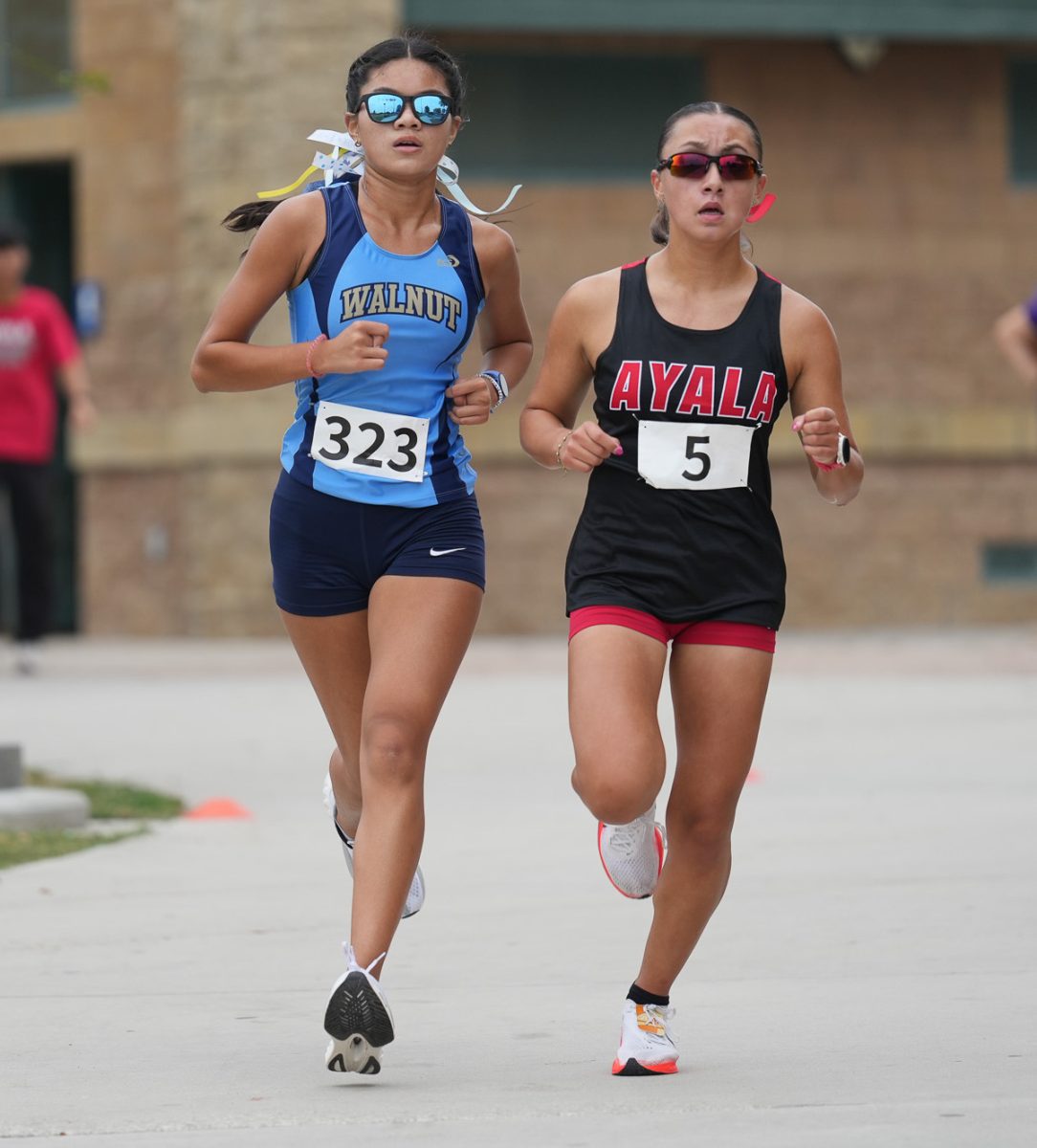 Running with purpose | Sophomore Julianna Laurel placed fourth in the Palomares League Preview on Sept. 13 at Ayala. Laurel enjoys the new league competition as she races against more competitive schools. “It was a close race, and I felt a little nervous against the new competition, but I was in the zone the whole time,” she said.