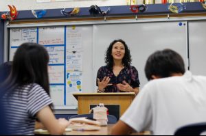 Dr. Michele Lew visits Publications for a press conference. 