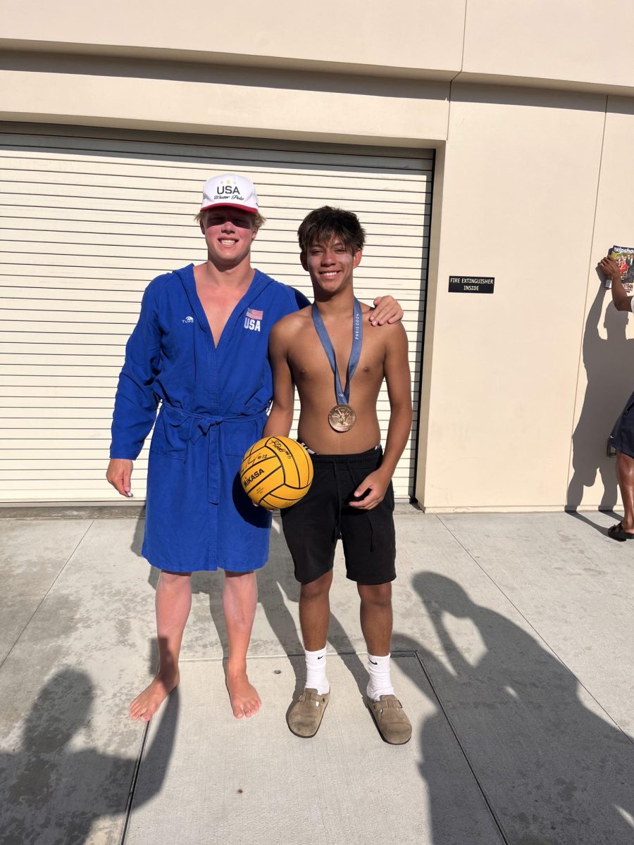 Senior Logan Rodriguez trains water polo alongside Olympian Ryder Dodd. 