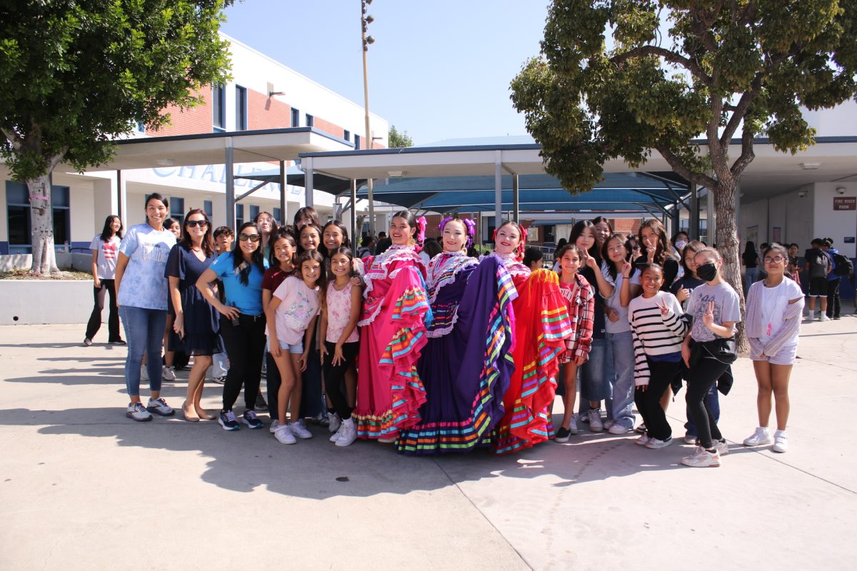 Juniors Rebeka Diaz, Yaretzy Perlera-Pinto and Emily Yamaguchi performed two dances at Suzanne Middle School.