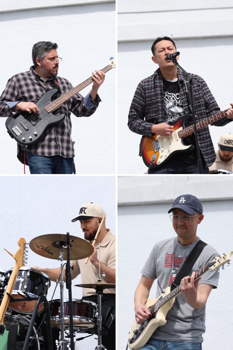 Teachers Gabriel Hernandez (top left), Garrett Lim (top right), Joseph Chon (bottom left), and David Kim (bottom right) play their respective instruments with passion. 