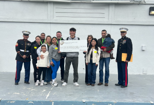 Senior Hector Hernandez with his family after receiving the NROTC scholarship.