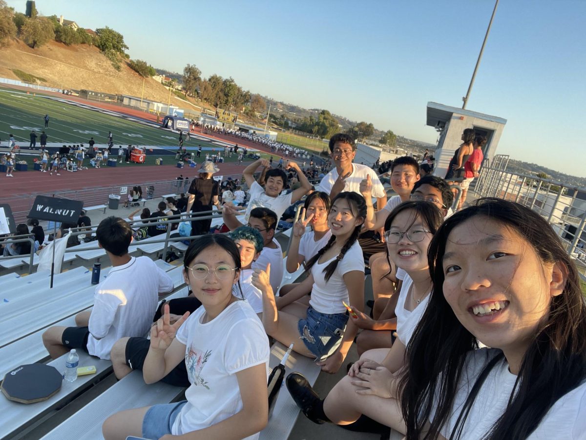 Marching Band bonds before a football game.