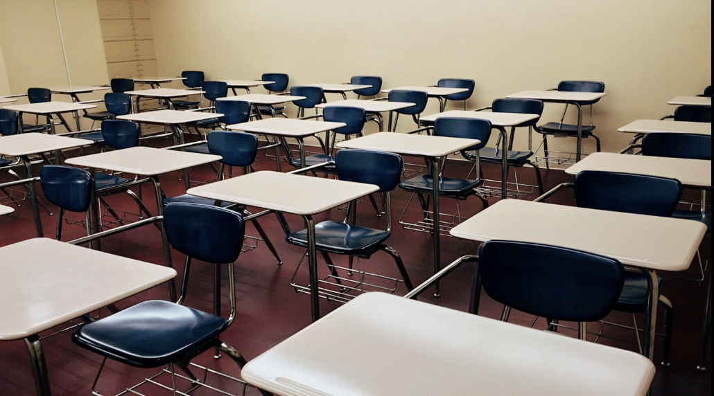 An empty desk in a classroom symbolizes the rise of ‘skipping culture.'