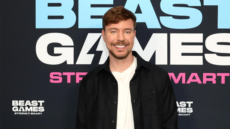 Mr. Beast promotes his new season of Beast Games at a Prime Video event in Los Angeles.