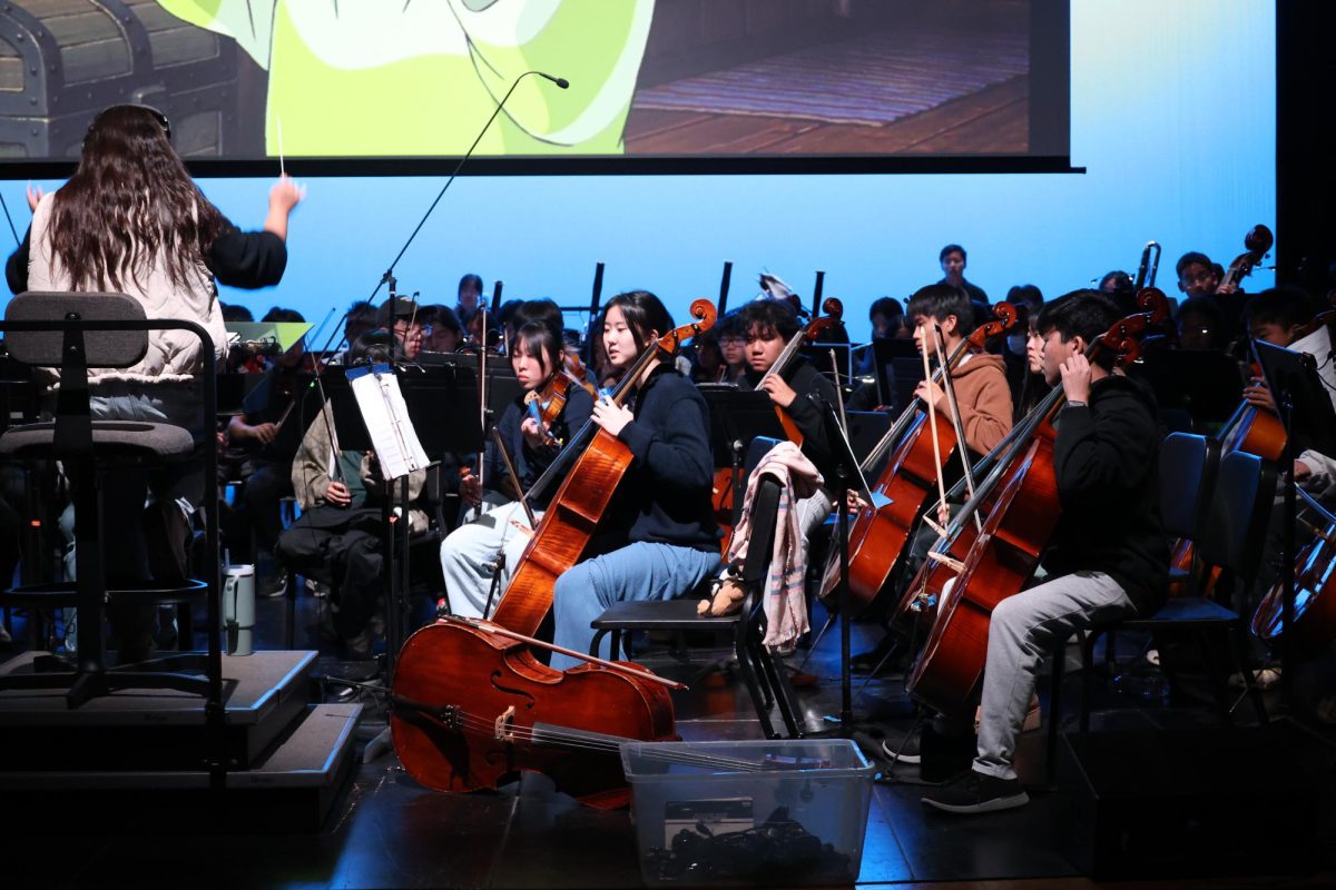 Symphonic Orchestra practices during a dress rehearsal for their concert