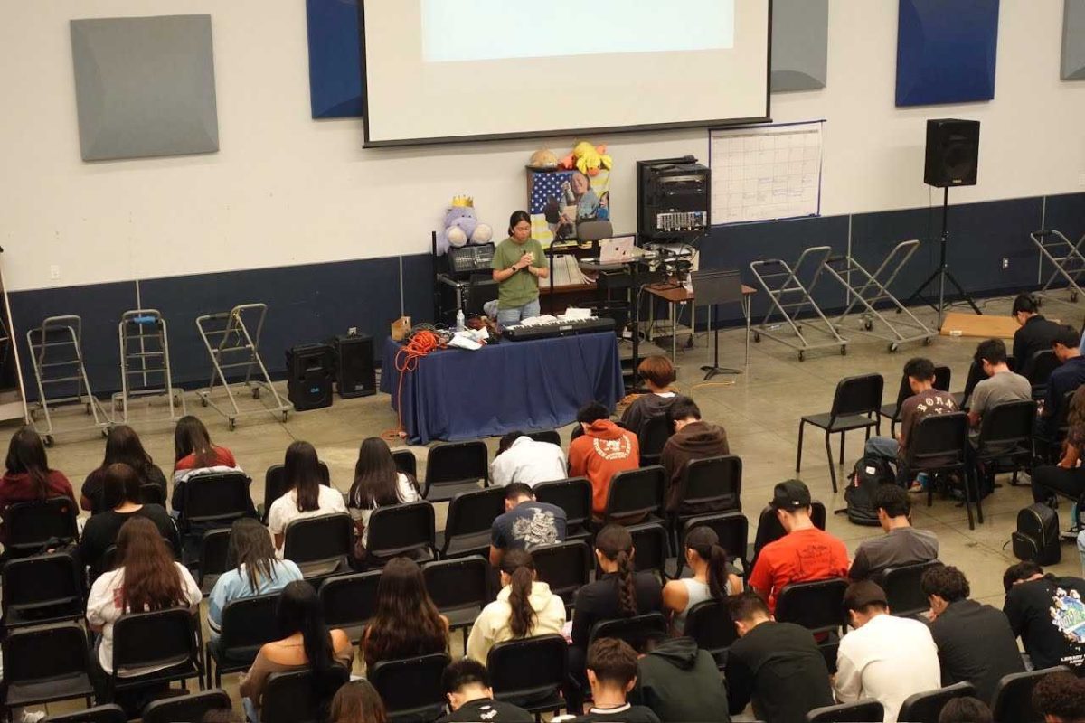Senior Teresa Chen shares a speech about her Christian faith during a club meeting. (Photo courtesy of Teresa Chen)