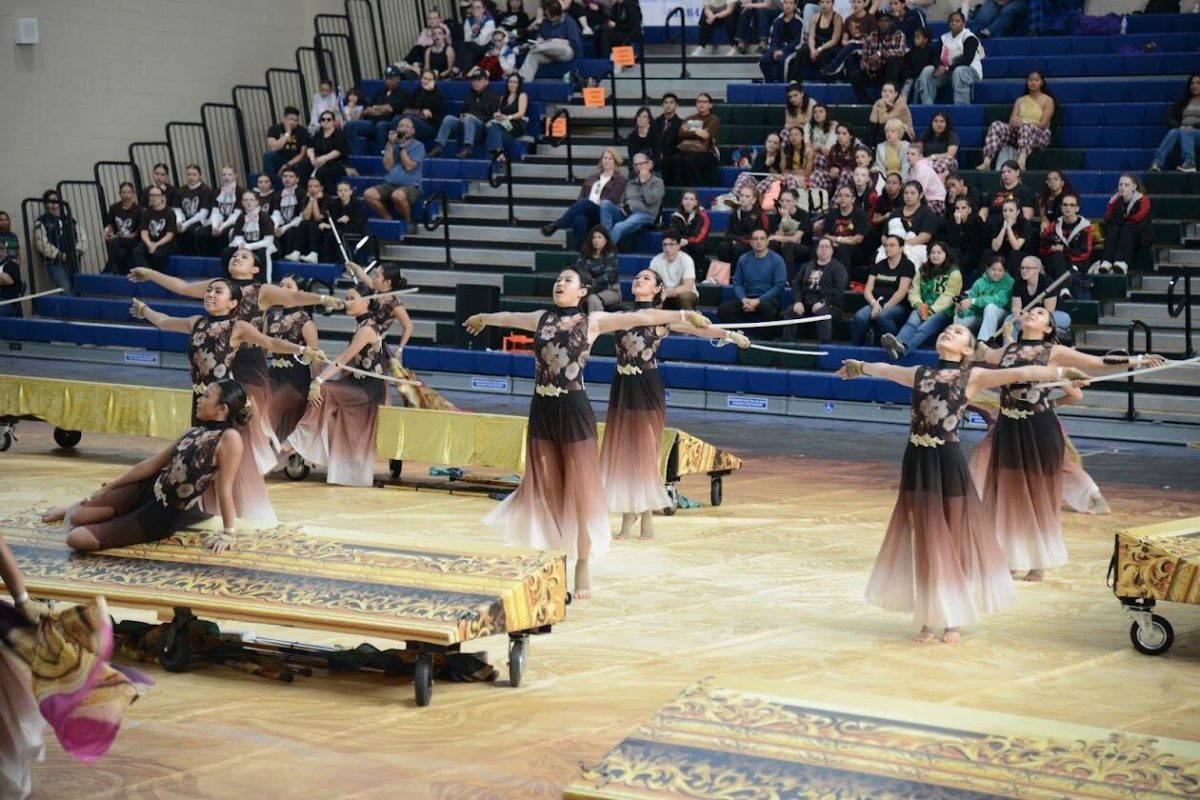 Winter Guard performs their "Mon Amour" show. (Photo courtesy of Nikolas Matsamura)